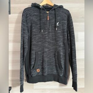 Kangol Men's Quarter-Zip Space Dye Hoodie with Faux Leather Trim Medium